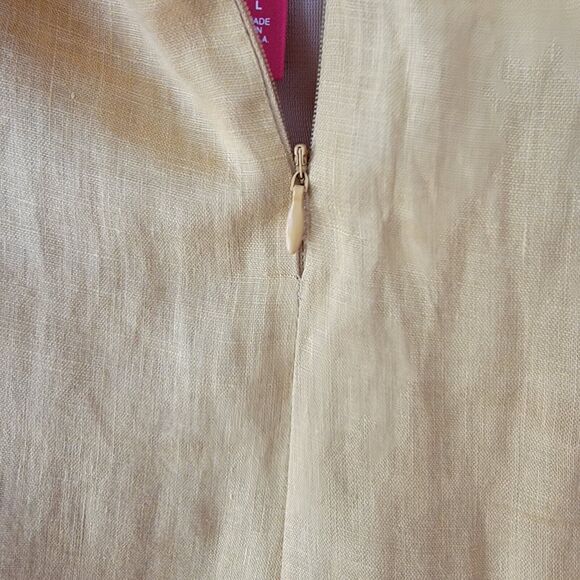 Ic by connie womens pants size L mustard side stripe Linen pockets elastic back - Picture 6 of 9